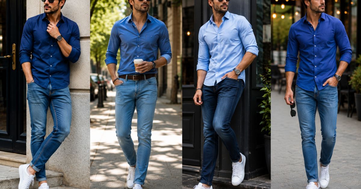 blue shirts with jeans