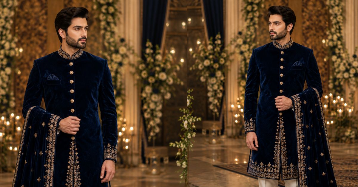 velvet sherwani