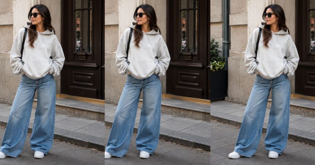 wide leg denim with hoodie