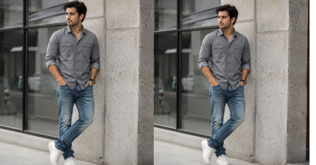 Grey Shirt With Jeans for a Casual Look