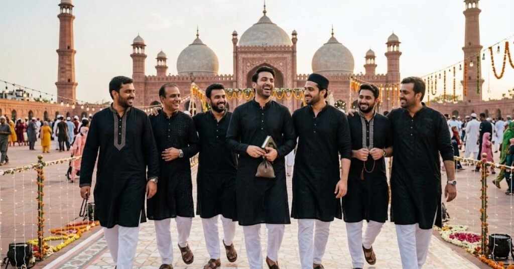 Men Wearing Black Kurta for Eid and Festive Events
