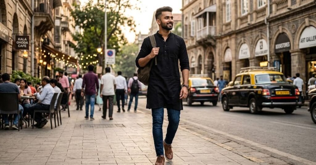 black kurta with jeans